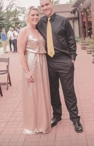 Beautiful Belsoie size 14, light gold dress